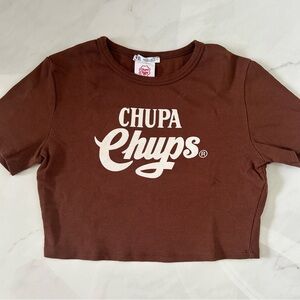 ZARA Chupa Chups Brown Crop Tee
